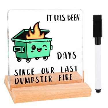 Imagem de Hauojaus Acessórios engraçados de mesa de lixeira, placa de escritório divertida, placa acrílica de fogo, enfeite de placa acrílica, presentes para mesa de escritório em casa, presente de mordaça para