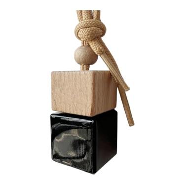 Imagem de XLWLLNJ Frasco Difusor para Carro, Frasco de Vidro Vazio para Pendurar, Organizador de óleos Essenciais, Perfumes E Fragrâncias, Tampa de Madeira, Preto, Tamanho real