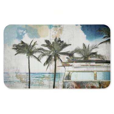 Imagem de Tapete retrô Van Summer Beach View Antifadiga, tapete ergonômico acolchoado para cozinha e pé com suporte antiderrapante, tapete confortável ecológico, design da Sasha, 76 cm x 45 cm