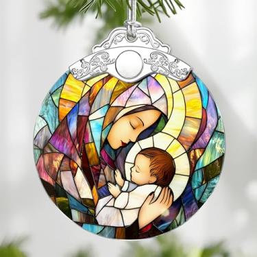 Imagem de Enfeites de Natal religiosos da Virgem Maria, enfeites de árvore de Natal, decoração de férias, presente cristão, presente religioso, presentes de batismo, presentes espirituais para mulheres cristãs