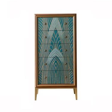 Imagem de Cômodas Cômoda, armário de gavetas madeira, decorativo com pernas, armazenamento autônomo para sala estar e quarto(Blue,60 * 39 * 123cm)