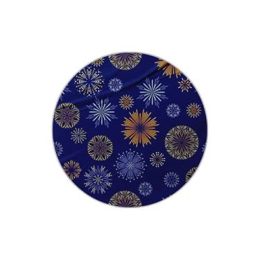 Imagem de Autocolantes Adesivos Redondos Ano Novo 25 Unidades Com Estampa de Fogos de Artifício Azul Escuro - Tamanho 85x85cm