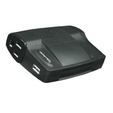 Imagem de Inversor de energia móvel com cabeça giratória CyberPower com porta de carregamento USB e tomada AC (preto), 160 Watt DC, Preto
