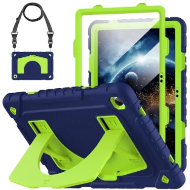 Imagem de OKP Capa para tablet Samsung Galaxy Tab A9+ Plus 2023/A11 Plus 2025, resistente à prova de choque de 11 polegadas Galaxy A9+/A11+ com protetor de tela integrado, alça de ombro, suporte, azul marinho +