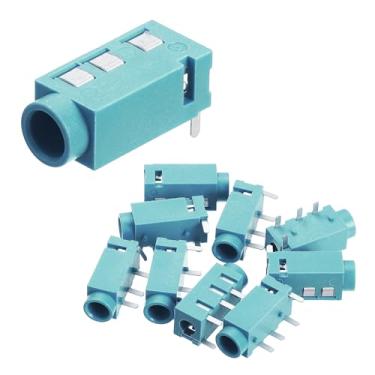 Imagem de uxcell Tomada estéreo de 10 peças, conector de áudio de 1/20.3 cm 3,5 mm 4 pinos PJ-320A PCB Mount soquete fêmea para microfone, fone de ouvido, reprodutor de mídia, leitor de MP3/MP4, verde