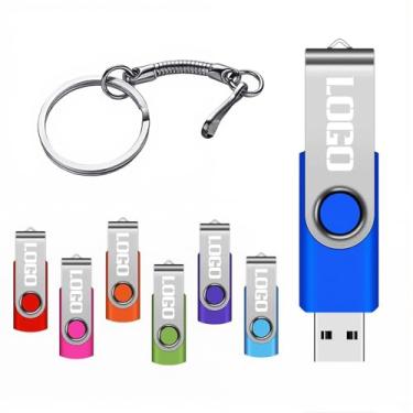 Imagem de Pen drive USB personalizado com chaveiro, pen drive giratório personalizado com seu logotipo, pen drive promocional para eventos de negócios, presentes corporativos, feiras, opção de embalagem