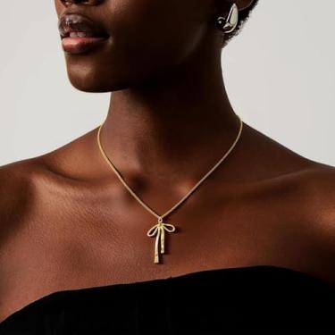 Imagem de Colar de pérola dourada para mulheres, gargantilha delicada, pingente em forma de Y, elegante, fofo, moderno, joia, presente de amizade, Medium, Latão, Sem Pedra Preciosa