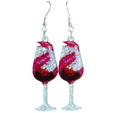 Imagem de Pingyongchang Brincos de gota fofos e engraçados, bebida, vinho tinto, cerveja, tequila, uísque, coquetel, glitter, acrílico, para mulheres, meninas, verão, praia, brincos, férias, festas, joias,