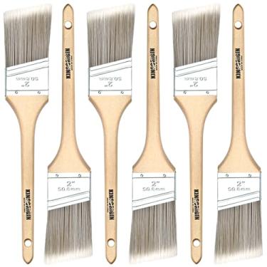 Imagem de Kingorigin Pincéis angulares de 5 cm - 6 peças, conjunto de pincéis de madeira com cerdas macias ultradensas para paredes, acabamento e detalhes - Pincel de pintura de borda