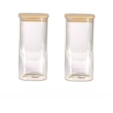 Imagem de Pote Hermético Quadrado de Plástico para Armazenamento de Alimentos Grãos Cereais Bolachas Multiuso (2 POTES 1200ML)