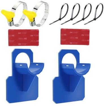 Imagem de 2 peças de suportes de tubulação de piscina, suportes de mangueira, clipes ajustáveis de plástico durável, suportes de suporte de tubo de água com 2 braçadeiras de mangueira de aço inoxidável, 4 fitas