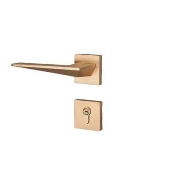 Imagem de Fechadura silenciosa interna de liga de zinco dourada para quarto decoração de casa estilo americano fechadura de porta dividida interna (D32 S961 cobre escovado)