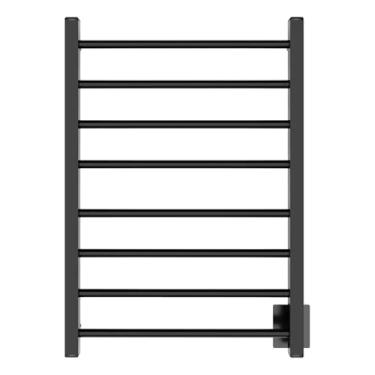 Imagem de Toalheiro Térmico Duplo Preto Bivolt Aiello com Fio Oculto e 8 Barras para Duas Toalhas de Banho Secas e Aquecidas (Preto - Lado Direito)