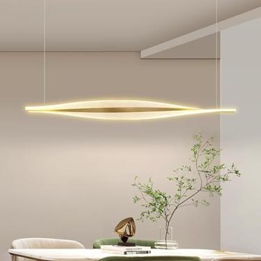 Imagem de Lustre pendente LED moderno com design giratório, dimerizável e com controle remoto, ideal para mesa de jantar, clubes, restaurantes e hotéis.