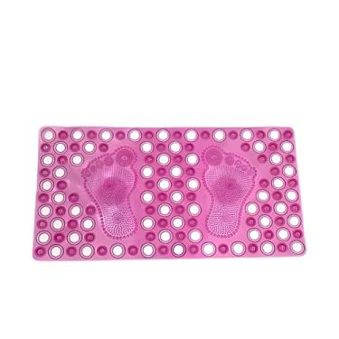 Imagem de Tapete Antiderrapante com Ventosas para Banheiro. Tapete Retangular Não Escorrega p/Box ou Banheira. PVC Durável (Rosa)