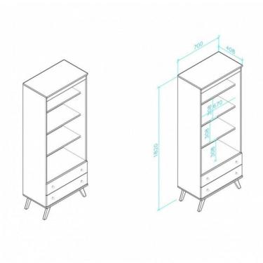 Imagem de Estante para Livros 2 Gavetas 3 Prateleiras Esm 216 Retrô Movelbento Branco