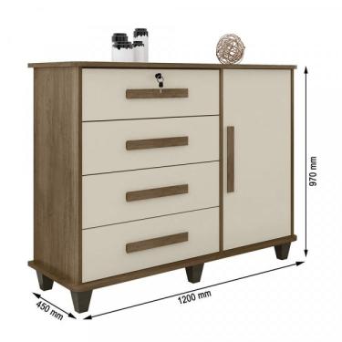 Imagem de Cômoda 1 Porta 4 Gavetas Grécia Rv Móveis Freijó/off White