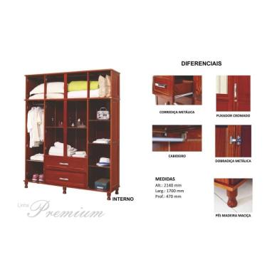 Imagem de Guarda Roupa Solteiro Com Espelho 8 Portas 2 Gavetas Rio Branco Rodmóveis Mel