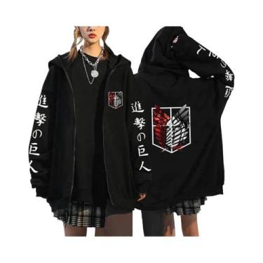Imagem de Moletom Unissex Com Estampa Gráfica De Attack on Titan, Zíper, Casual 
