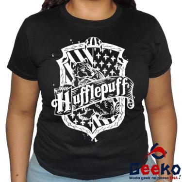 Imagem de Baby Look Lufa Lufa 100% Algodão Harry Potter Blusa Feminina Hogwarts 