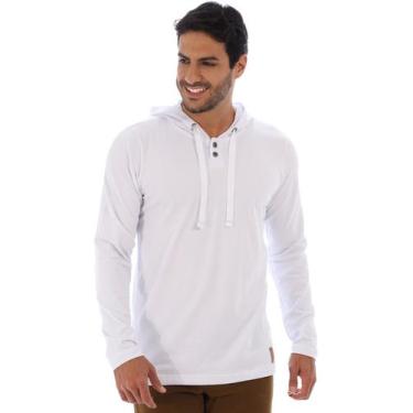 Imagem de Blusa Masculina Manga Longa Com Capuz Confort Branca - Anistia Modas, 