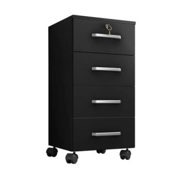 Imagem de Compartimento Organizador com Gavetas，Caixa Organizadora com Gavetas,Gaveteiro para quarto escritorio com chave com rodinhas(Preto)