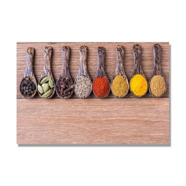 Imagem de NHLDZYH Tela decorativa cozinha, arte vintage especiarias coloridas, arte de parede quadros para sala de estar quarto cozinha. C119. 70 x 105 cm. Apenas tela