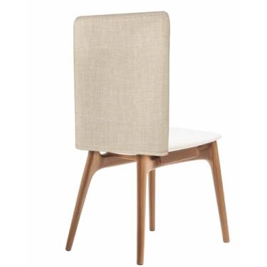 Imagem de Capas de cadeira bege de linho para cadeiras de jantar, pacote com 6, capa de cadeira removível, cor lisa, lavável, removível, capa traseira para cadeiras de fazenda, moderna, protetor minimalista