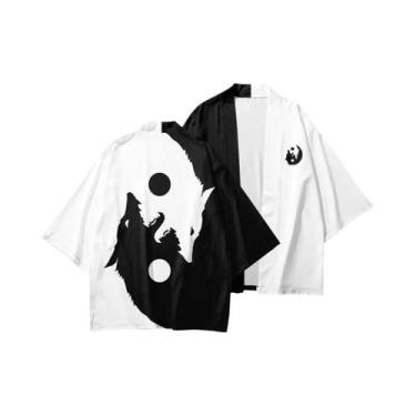 Imagem de Kimono Harajuku plus Size, Robe Samurai Cosplay, Cardigan Preto E Bran