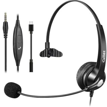 Imagem de 3.5mm Jack Cell Phone Headset with Microphone Noise Cancelling for PC Laptop, Wired Computer Headphones for iPhone Android Zoom Home Office Work School Classroom, in-line Control, Comfort-Fit