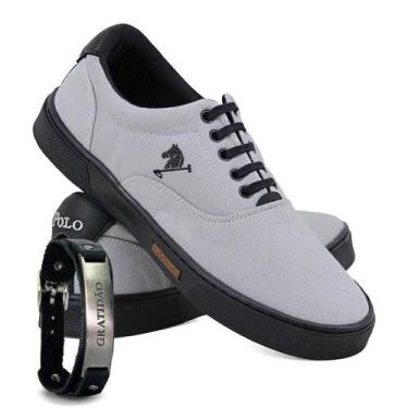 Imagem de Kit Sapatênis Lona Amarração com Pulseira Masculino Casual - Polo Joy,