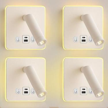 Imagem de Kit 4 Arandela Direcionável Led Leitura C/Usb Usb C Bet98 - Acienda