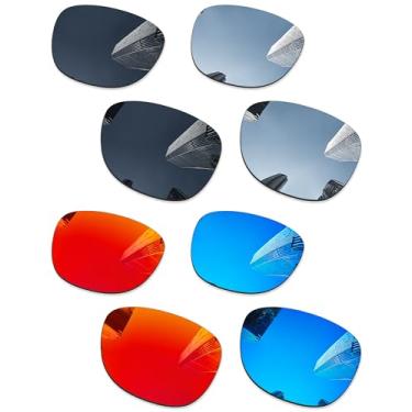 Imagem de Combine8 4 pares de lentes de substituição ploarizadas para óculos de sol RayBan Wayfarer RB2140 54 mm (54 mm não 50 mm) - preto + titânio prata + azul gelo + vermelho fogo
