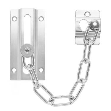 Imagem de BlingKingdom 1 corrente de porta de aço inoxidável com parafusos, corrente interna resistente antifurto para segurança de hotel, casa, motel, apartamento (prata)