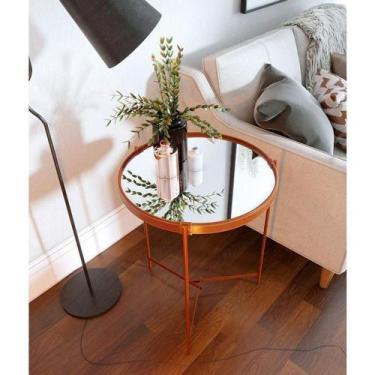 Imagem de Mesa Lateral Ambiente Aqua Pequena Com Espelho Cobre - Imcal - IMCAL M