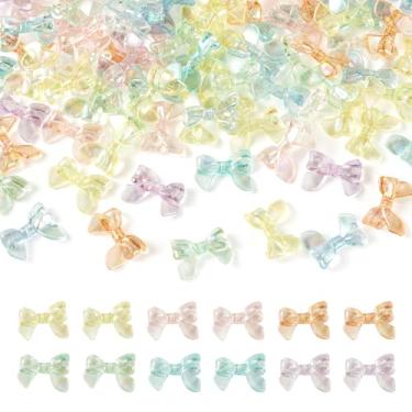 Imagem de FASHEWELRY 100 peças de contas de arco de acrílico transparente coloridas contas espaçadoras de laço 15 x 20 x 5 mm contas focais transparentes de cores mistas para canetas, chaveiro, pulseira, colar