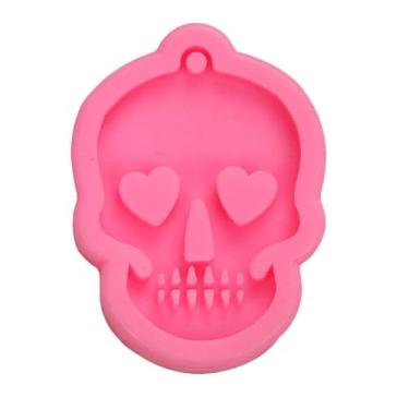 Imagem de Molde de silicone de caveira de açúcar para chaveiros faça você mesmo, pingentes e artesanato de resina, variante rosa