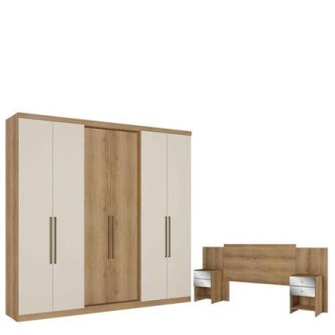 Imagem de Guarda Roupa Casal Passione Ultra 6 Portas Capuccino Off White e Cabec