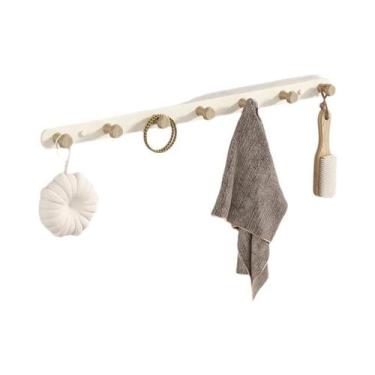 Imagem de Cabideiro De Parede Em Madeira Maciça Com Múltiplos Ganchos, Estilo Ca