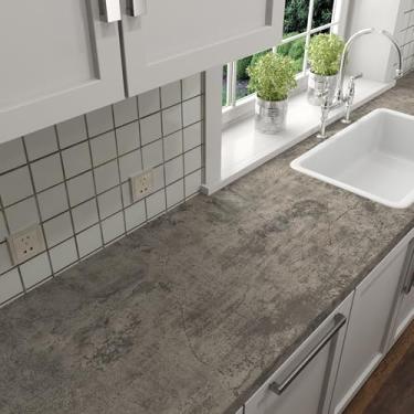 Imagem de Papel de parede de concreto cinza JSEVEM, papel de parede de concreto industrial autoadesivo, adesivo de móveis para porão, estudo de 15,74" × 196,85"