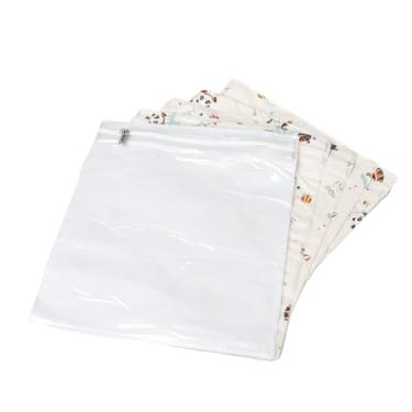 Imagem de Kit 5 Pçs Saco Organizador Impermeável Com Visor e Zíper - Ideal para Viagem, Mala e Roupas de Bebê (Maternidade e Creche) (Bege Circus)