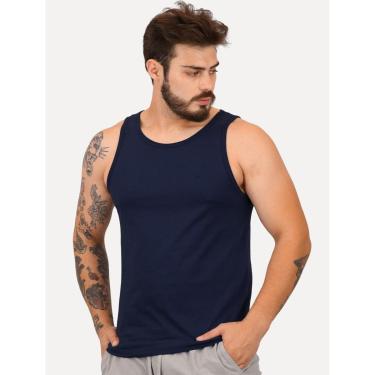 Imagem de Regata Ellus Masculina Cotton Fine Classic Logo Azul Marinho-Masculino