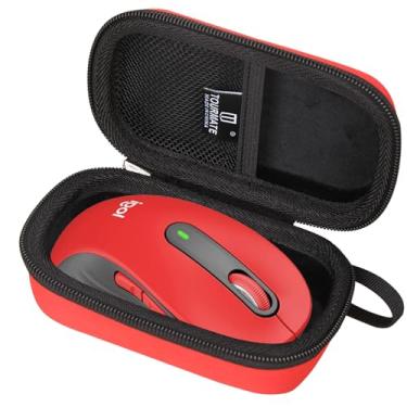 Imagem de Tourmate Estojo rígido de armazenamento para mouse sem fio Logitech Signature M650 L tamanho completo, mouse sem fio, apenas capa (Oxford, vermelho)