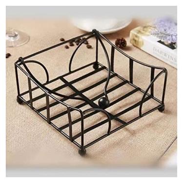 Imagem de Porta-guardanapos prático caixa de folha de papel de seda de metal organizador de prateleira de toalha de hotel (M 14x14cm)