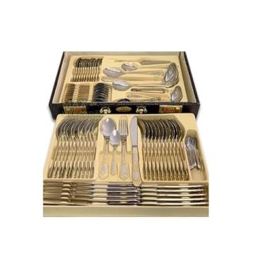 Imagem de Faqueiro Inox Luxo 84 Peças Dourado com Maleta