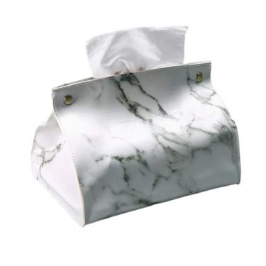 Imagem de x3anggyt5 Capa de caixa de lenços de papel porta-guardanapos de couro PU padrão mármore suporte de guardanapo organizador de cozinha porta-lenços