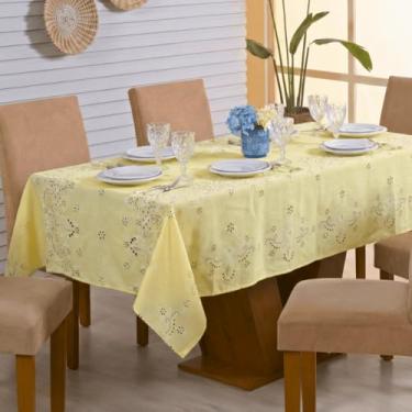 Imagem de Toalha de Mesa Rustica Premium Retangular, 2,10 M x 1,40 M, Tecido Linhão, Composição 65% Algodão e 35% Poliéster 6 Lugares (Ilha Madeira Amarelo)