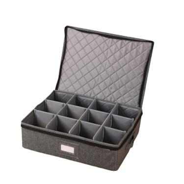 Imagem de Generic Caixa organizadora para canecas, com divisórias acolchoadas, multiuso, e empilhável, ideal para guardar copos, taças e canecas de café.