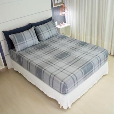 Imagem de Jogo de Lençol Cama Queen Malha 100% Algodão 3 Peças Estampado Com Elástico Toque Macio Cozzilar (Modelo 16)
