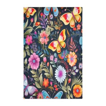 Imagem de Wassud Toalhas de cozinha borboletas flores toalhas de prato de cozinha 1 pacote panos de prato macios com laço para pendurar toalha de mão de secagem rápida super absorvente toalhas de chá de mesa